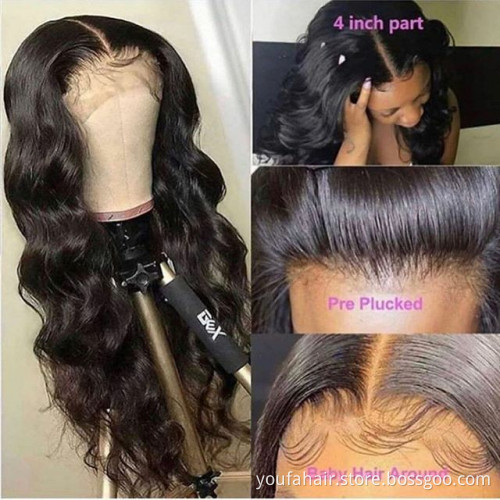 Brazilian Body Wave Human Hair Lace Closure 4"*4" Natural Free Part Middle Part Three Part Human Hair Weave Closures